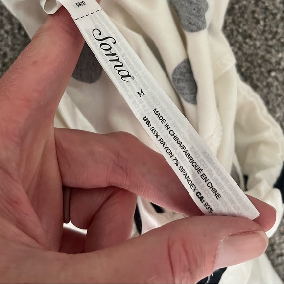 Soma Cool Nights Pajama PANTS ONLY polka dot white black size medium comfy - Picture 9 of 14